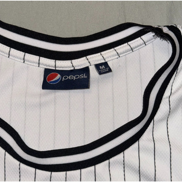 Pepsi Tank Top Women Medium White Black Striped Logo Sleeveless Pullover Jersey - Picture 4 of 7